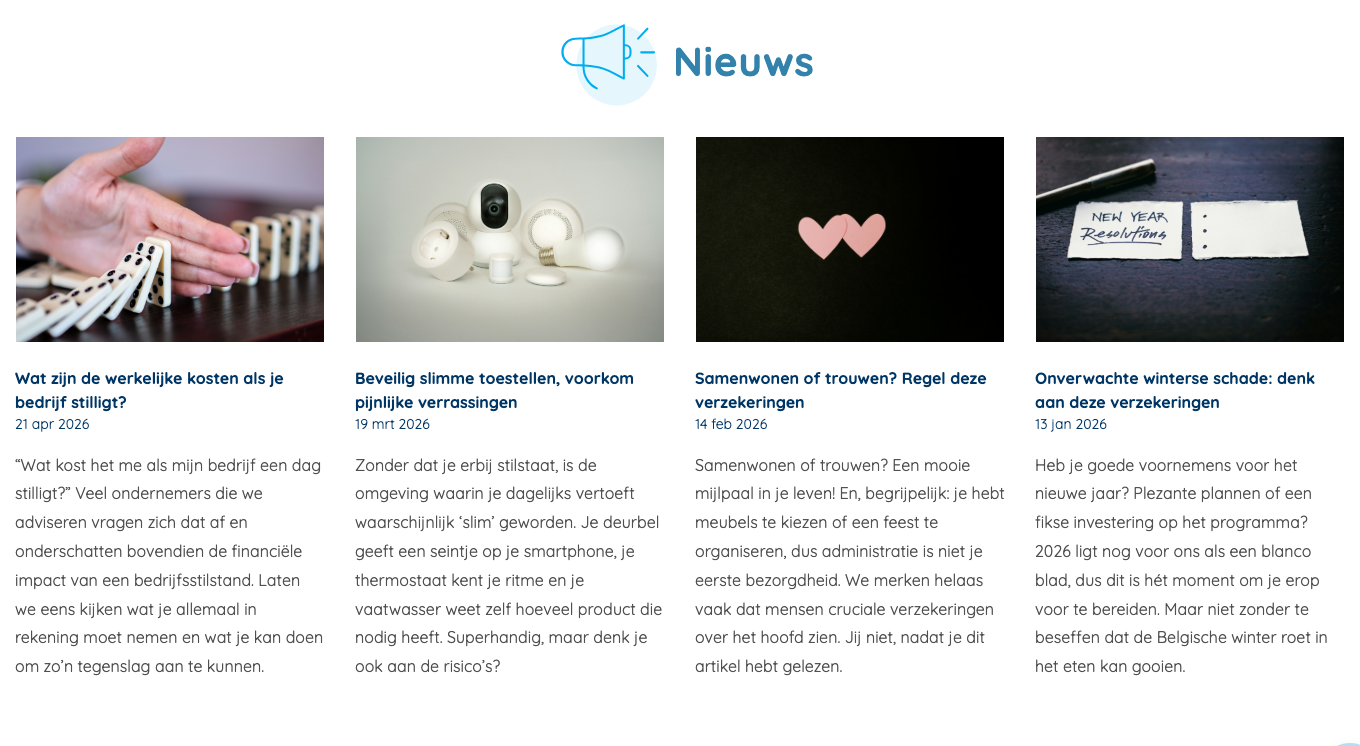 Bloc nieuws sur le site