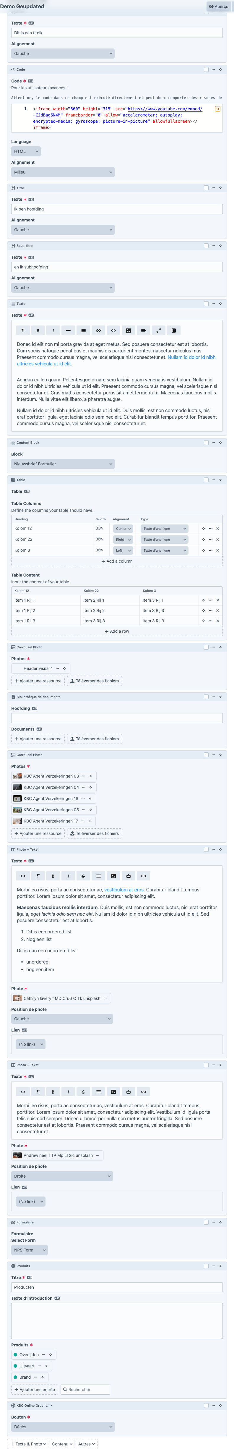 Bloc Contactez les membres dans le Content Builder