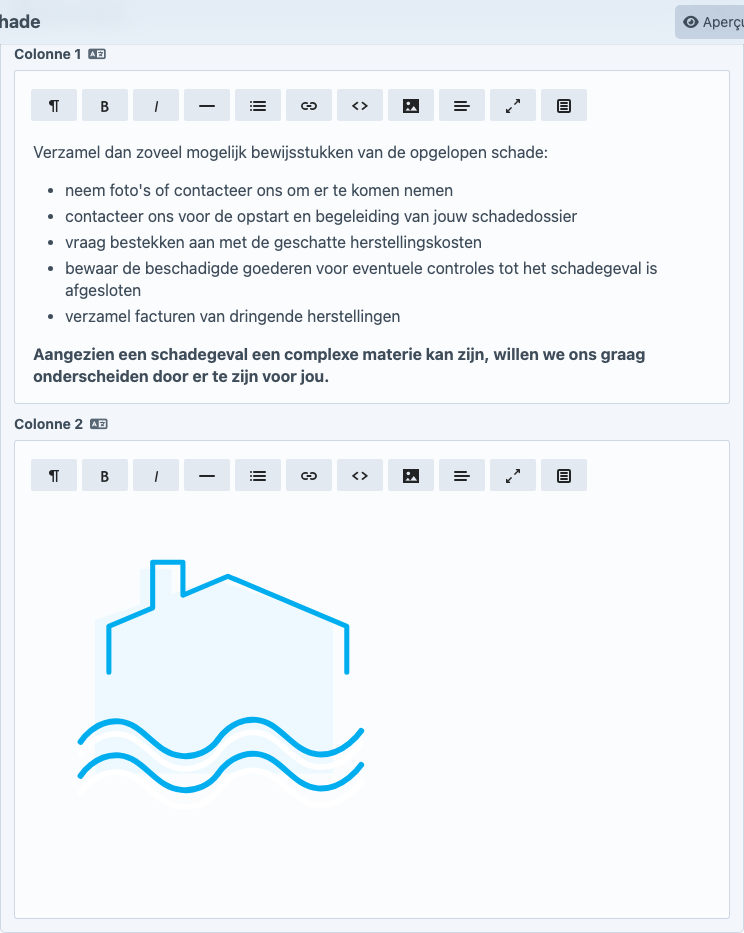 Texte 3-colonnes dans le Content Builder