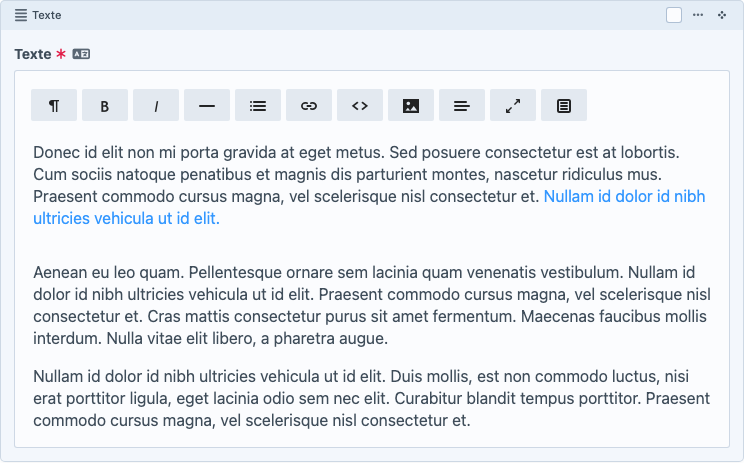Bloc Texte dans le Content Builder