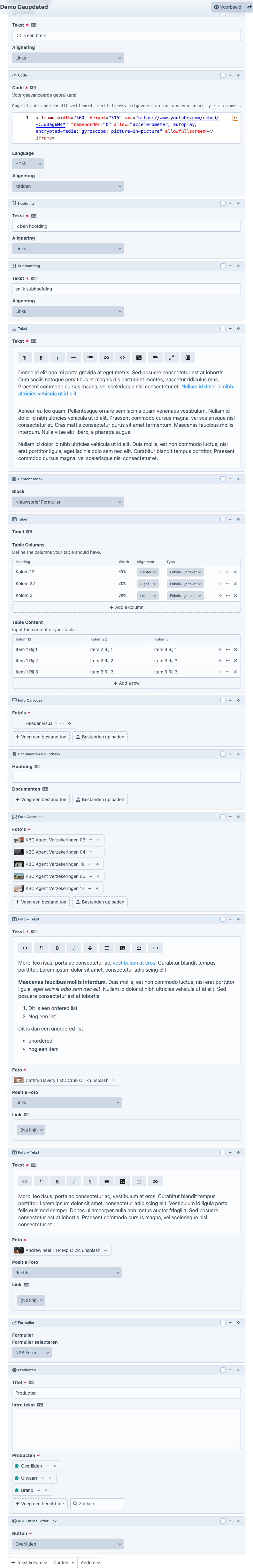 Content Builder met blokken
