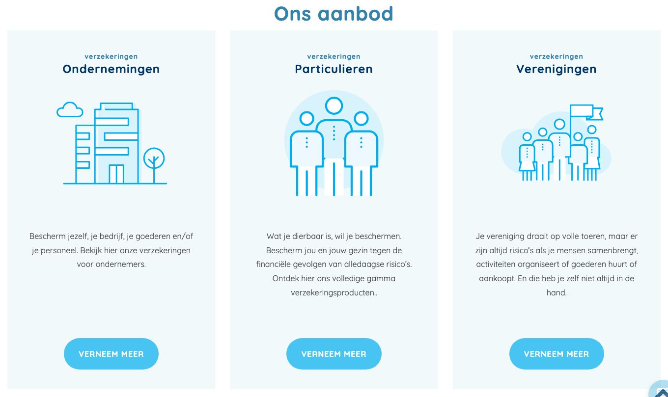 Productsegmenten op de site