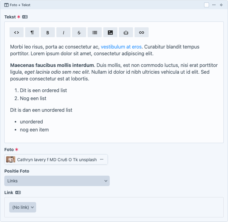 Foto + tekst-blok in de Content Builder