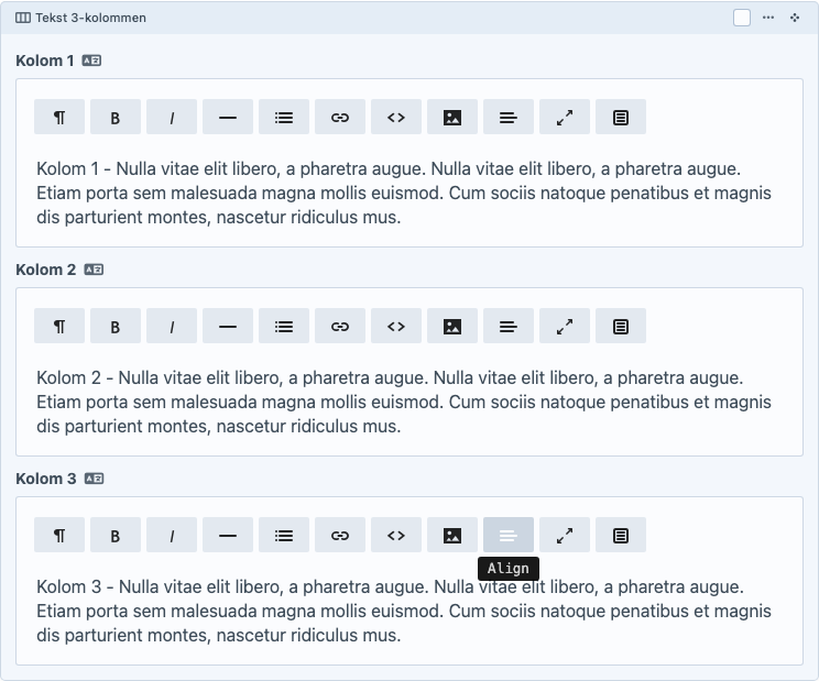 Tekst 3-kolommen in de Content Builder