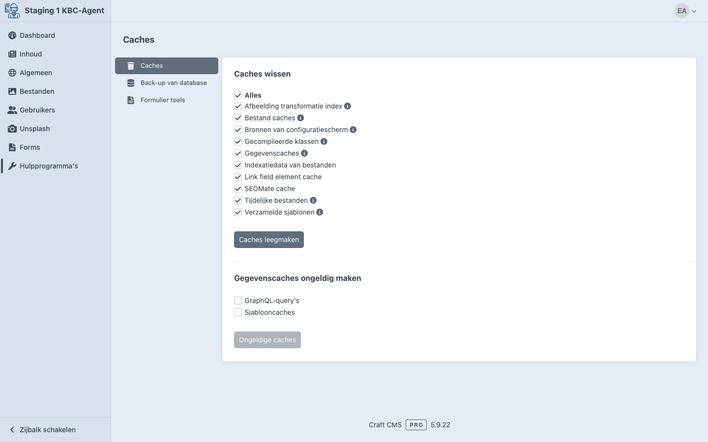 Hulpprogramma's in het CMS
